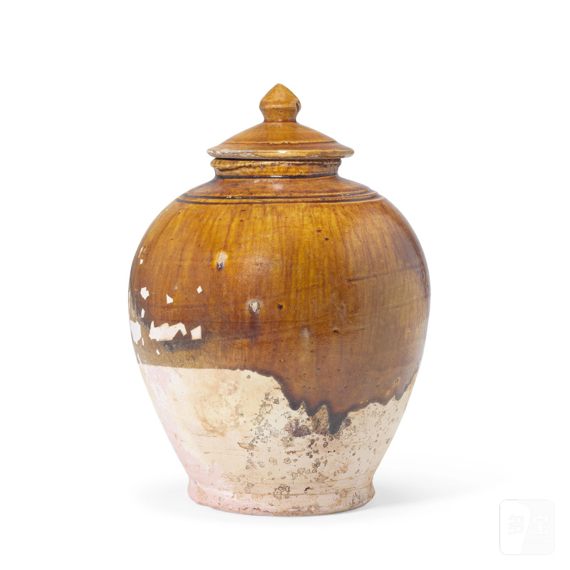 唐 褐釉罐 | AN AMBER-GLAZED POTTERY JAR AND COVER - 图4